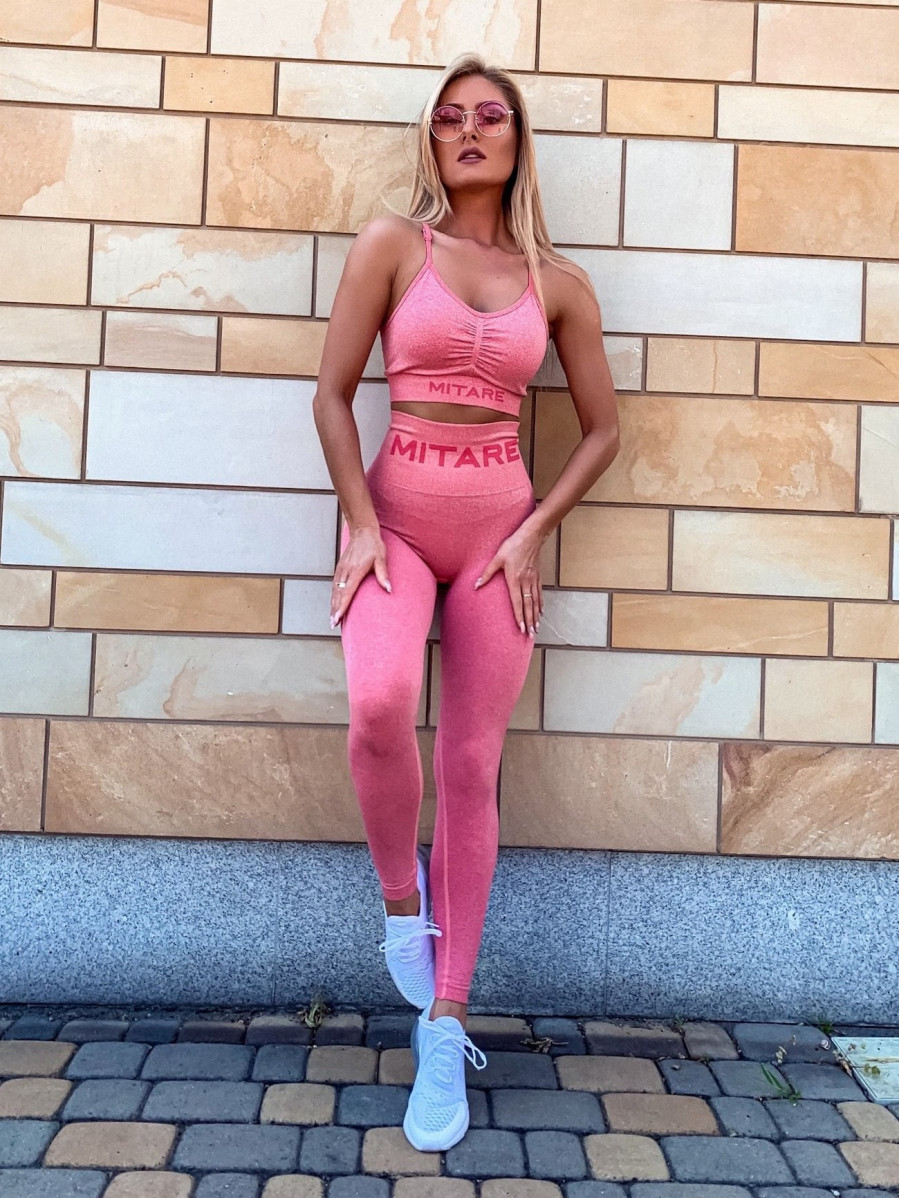 Legginsy damskie bezszwowe różowe PUSH UP MAX K001 MITARE