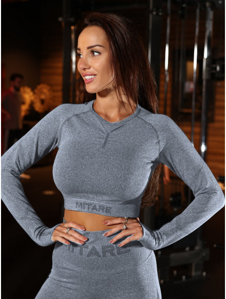 Crop top bezszwowy PUSH UP MAX K084 ciemnoszary MITARE