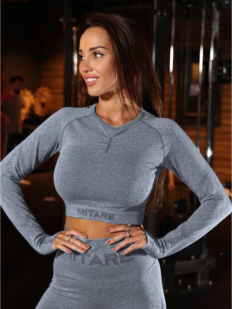 Legginsy damskie bezszwowe ciemnoszare PUSH UP MAX K001 MITARE