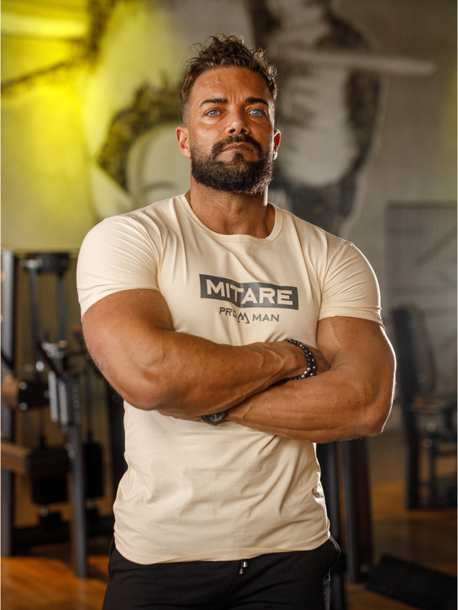 T-shirt K093 beżowy MITARE PRO MAN