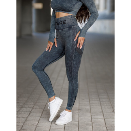 Legginsy damskie bezszwowe czarne PUSH UP MAX MARBLE K111 MITARE
