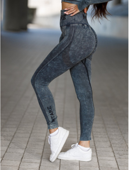 Legginsy damskie bezszwowe czarne PUSH UP MAX MARBLE K111 MITARE