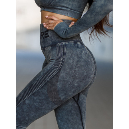 Legginsy damskie bezszwowe czarne PUSH UP MAX MARBLE K111 MITARE