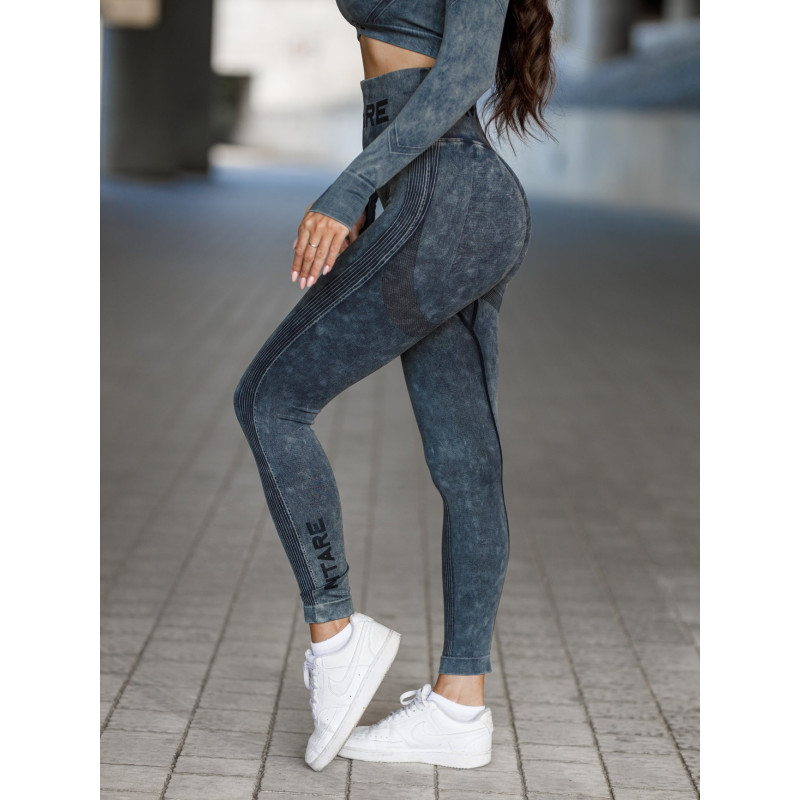 Legginsy damskie bezszwowe czarne PUSH UP MAX MARBLE K111 MITARE