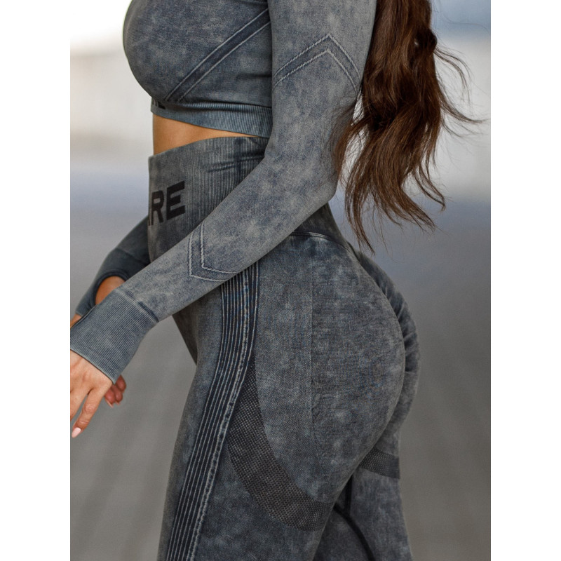 Legginsy damskie bezszwowe czarne PUSH UP MAX MARBLE K111 MITARE