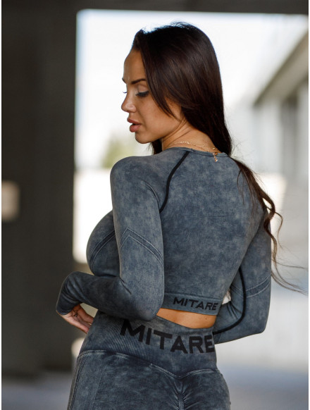 Crop top bezszwowy PUSH UP MAX MARBLE K110 czarny MITARE 2