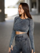 Crop top bezszwowy PUSH UP MAX MARBLE K110 czarny MITARE