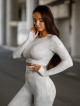 Crop top bezszwowy PUSH UP MAX MARBLE K110 jasnoszary MITARE
