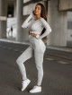 Crop top bezszwowy PUSH UP MAX MARBLE K110 jasnoszary MITARE