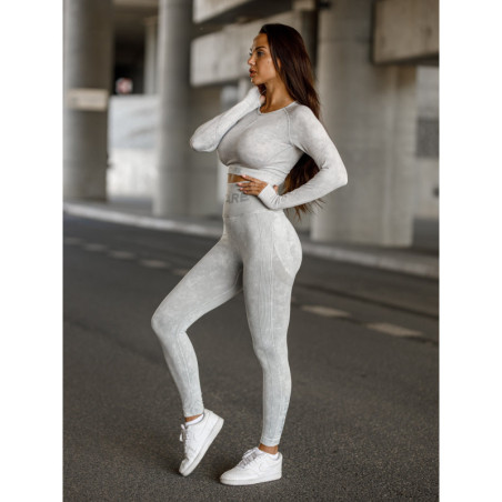 Legginsy damskie bezszwowe jasnoszare PUSH UP MAX MARBLE K111 MITARE