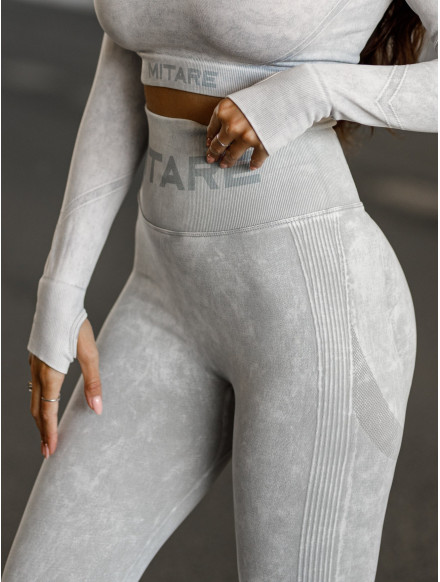 Legginsy damskie bezszwowe jasnoszare PUSH UP MAX MARBLE K111 MITARE 2