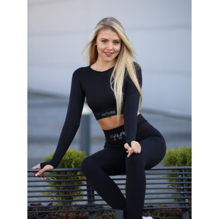 Legginsy damskie modelujące wyszczuplające czarne PUSH UP MAX ANGEL K001A MITARE