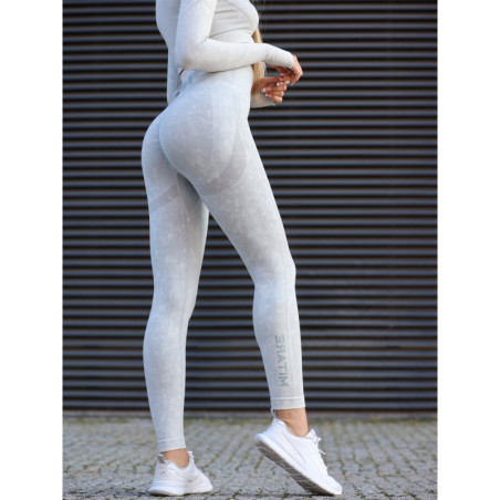 Legginsy damskie modelujące wyszczuplające jasnoszare PUSH UP MAX MARBLE ANGEL K111A MITARE