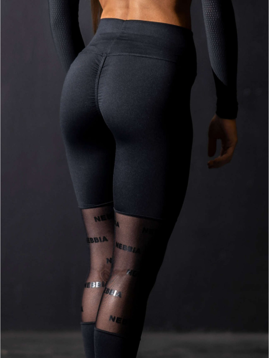 Legginsy damskie z siateczką czarne N666 NEBBIA