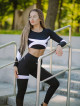 Crop Top z długim rękawem PEARL K025 czarny MITARE