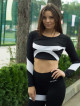 Crop Top z długim rękawem PEARL K025 czarny MITARE