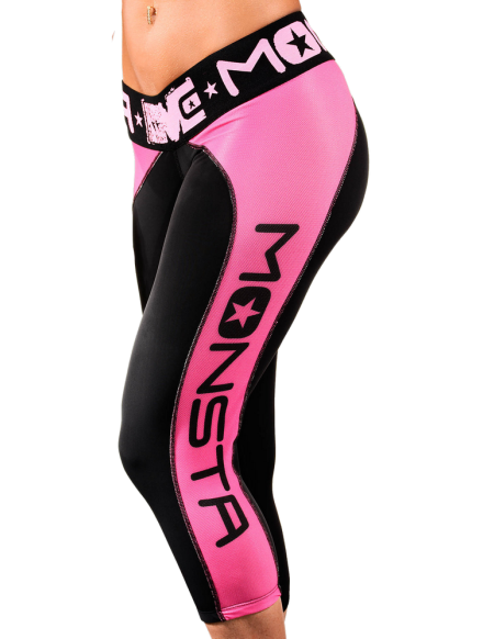 Legginsy damskie 3/4 DriFit Compression M190 Black/Pink MONSTA