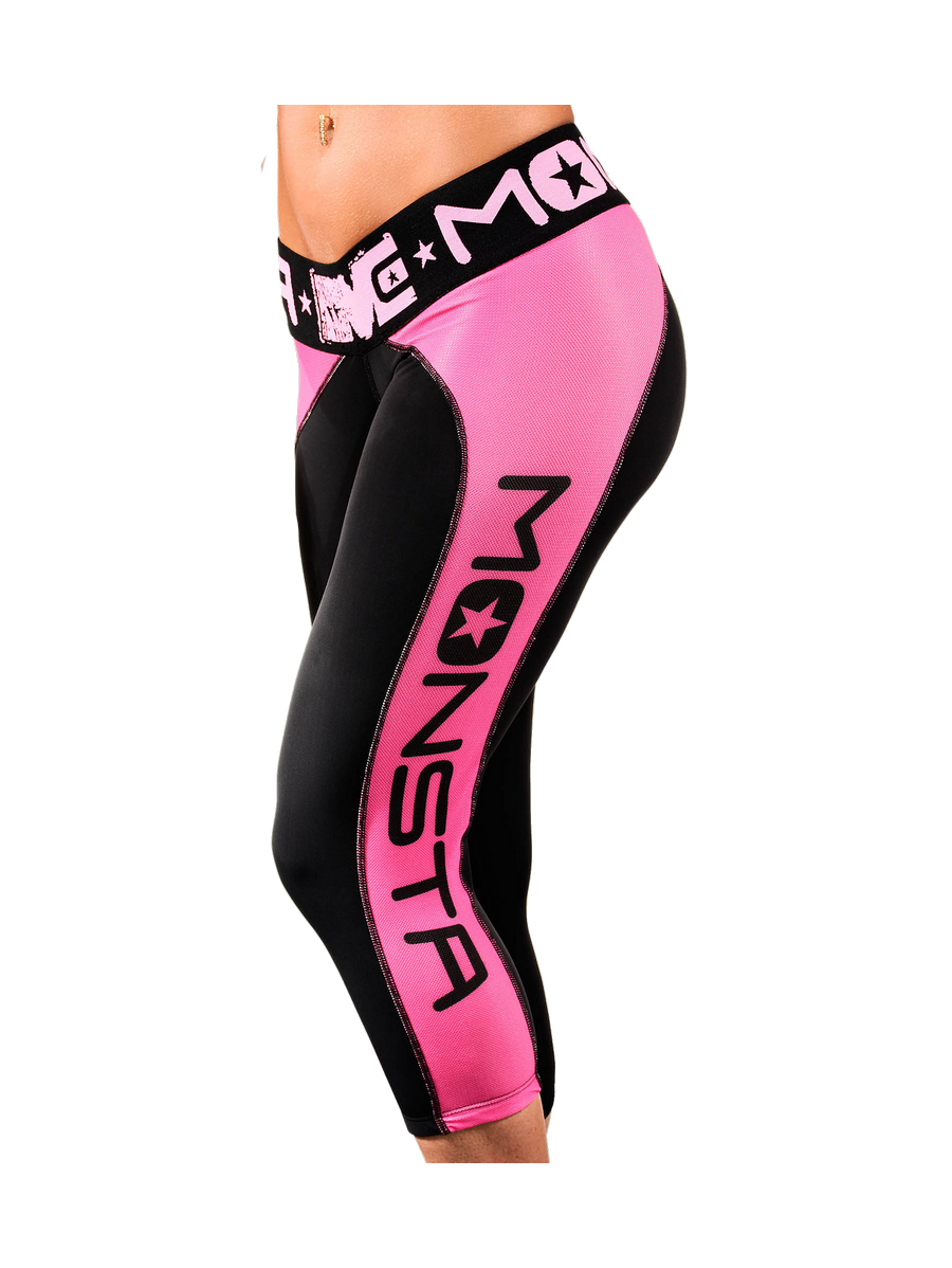 Legginsy damskie 3/4 DriFit Compression M190 Black/Pink MONSTA