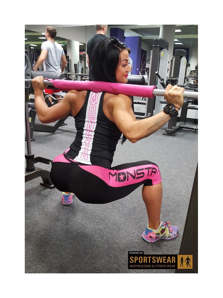 Legginsy damskie 3/4 DriFit Compression M190 Black/Pink MONSTA
