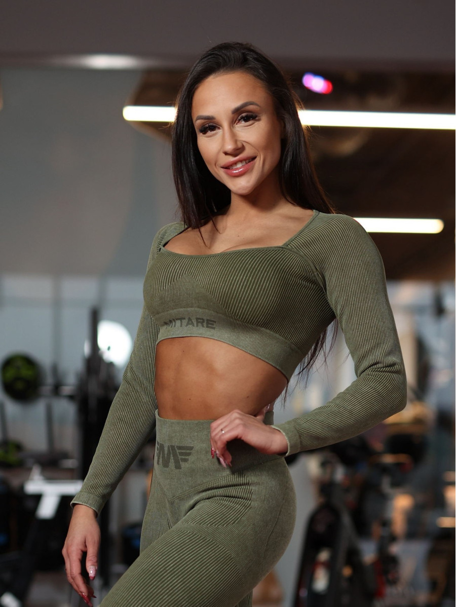 Crop Top bezszwowy DREAM K107 zielony MITARE