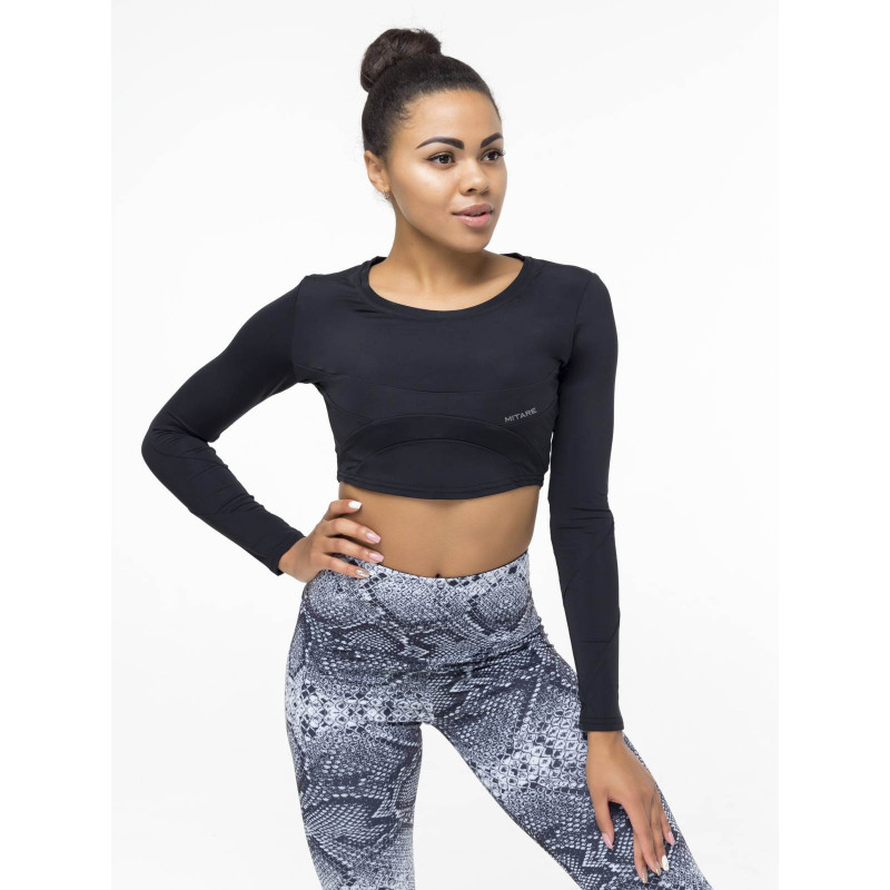 Crop Top z długim rękawem SWEET K026 czarny MITARE