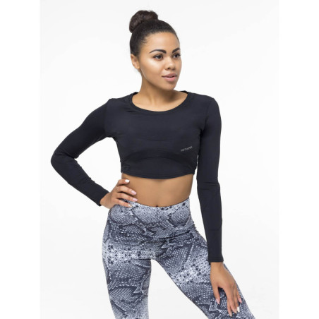 Crop Top z długim rękawem SWEET K026 czarny MITARE