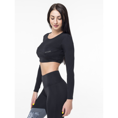 Crop Top z długim rękawem SWEET K026 czarny MITARE