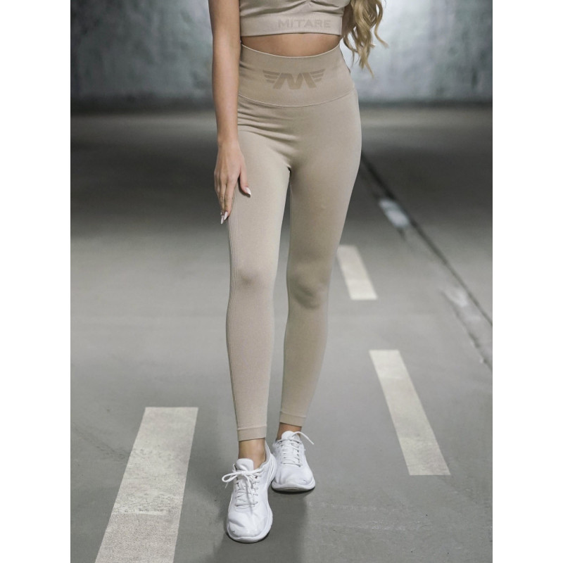 Legginsy damskie modelujące wyszczuplające beżowe PUSH UP MAX ANGEL K001A MITARE