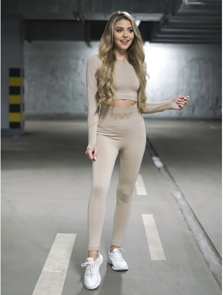 Legginsy damskie modelujące wyszczuplające beżowe PUSH UP MAX ANGEL K001A MITARE 2