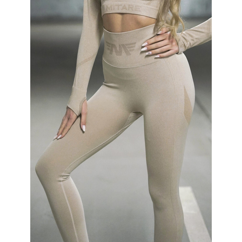 Legginsy damskie modelujące wyszczuplające beżowe PUSH UP MAX ANGEL K001A MITARE