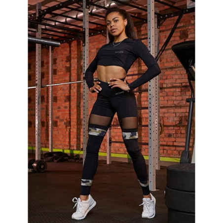 Crop Top z długim rękawem SWEET K026 czarny MITARE