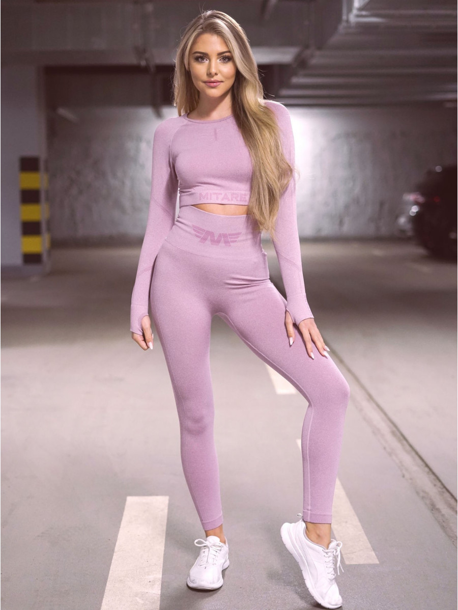 Crop top bezszwowy PUSH UP MAX K084 jasny fiolet MITARE