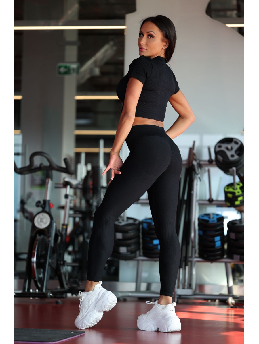 Legginsy damskie modelujące wyszczuplające czarne PUSH UP STREET COLLECTION K127 MITARE